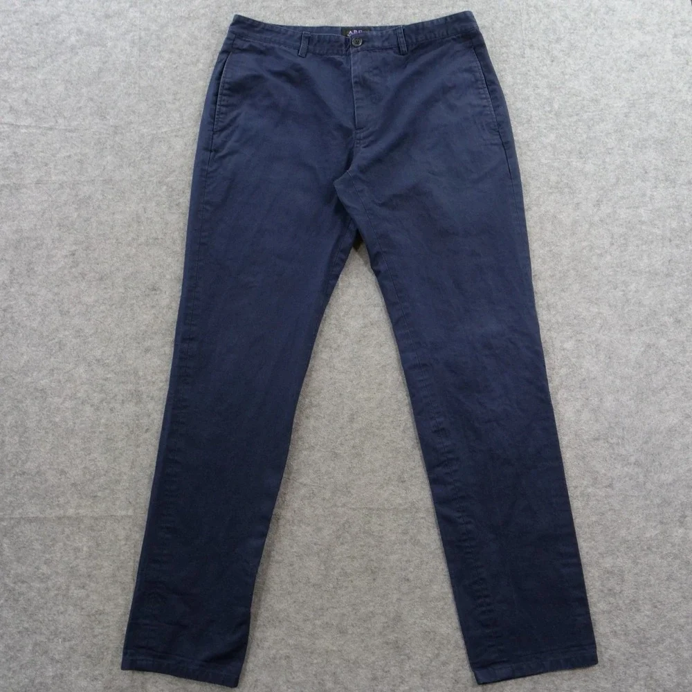APC Pants Mens 32 Blue Flat Front Chinos Slim Straight Mid Rise Zip Fly